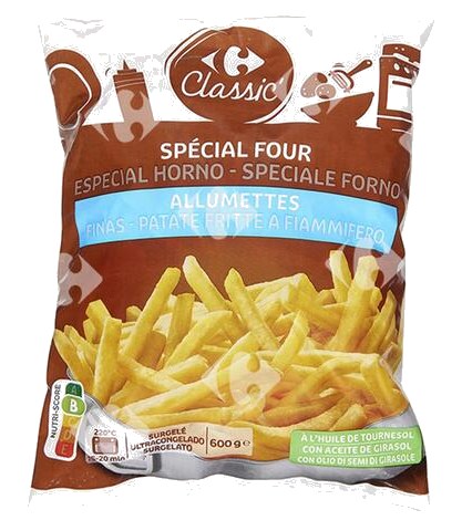 Frites Allumettes Spéciales Four 6/6 Carrefour 600 g