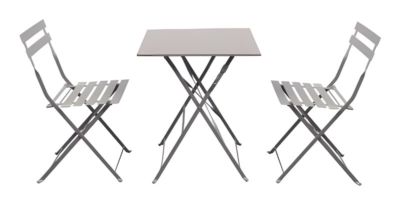 Table avec 2 Chaises en Acier avec Traitement Anti-Corrosion
