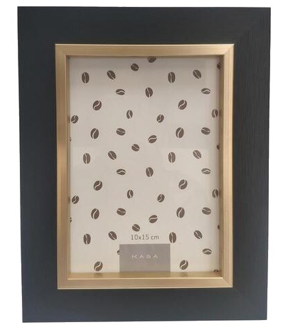 Cadre Photo Noir Bordure Dorée Kasa 10x15cm