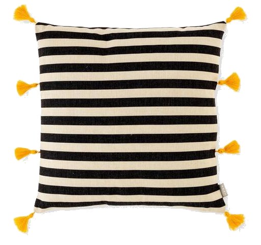 Coussin Noir Rayures Horizontales 45x45cm
