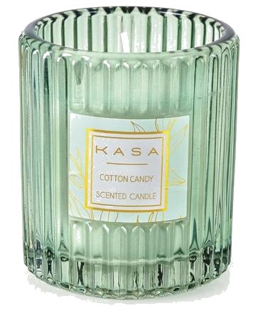 Bougie Parfumée en Verre Vert Gravée au Parfum de Coton Candy