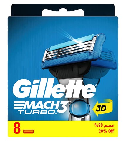 Recharges de lames de rasoir Mach3 Turbo Gillette 8 unités