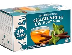 Infusions réglisse et menthe Carrefour 25 sachets