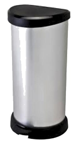 Poubelle à Pédale Deco Ovale Argenté Curver 40 L