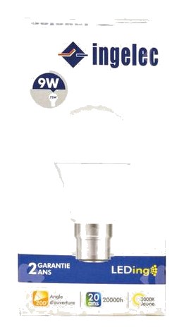 Lampe Led Baïonnette Jaune A60 09W B22