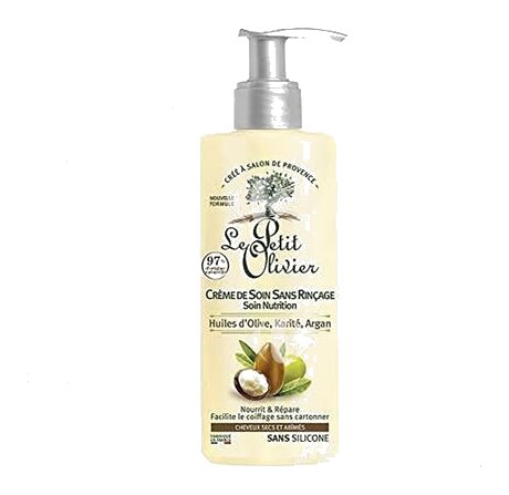 Démêlant Sans Rinçage Soin aux Huiles d'Olive, Karité & Argan Nutrition Cheveux Secs et Abîmés Le Petit Olivier 150 ml