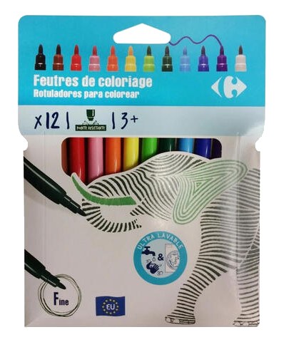 Feutre Pointe Fine Carrefour 12 pièces