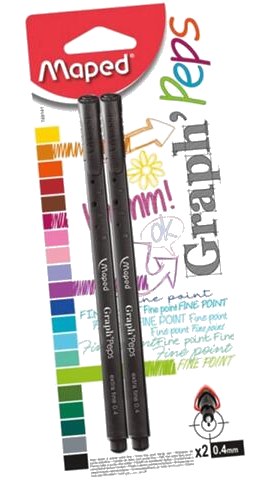 Stylos Feutres Liner 0,4 mm Maped 2 Unités