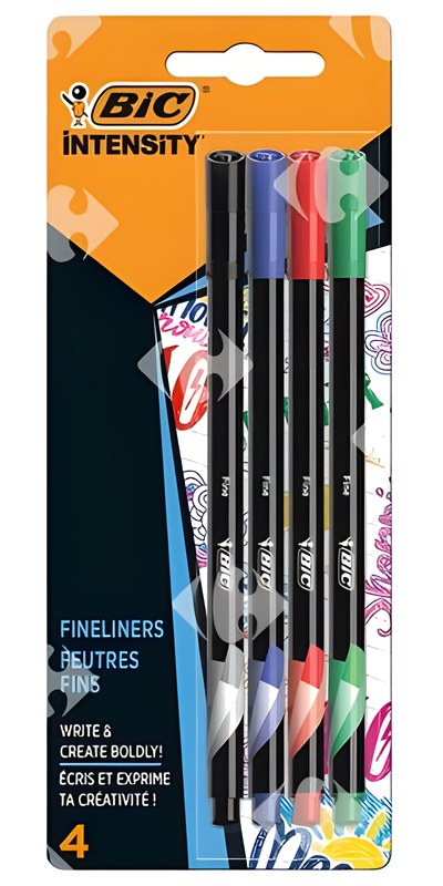 Feutres d'écriture intensity fin couleurs assorties BIC 4 unités