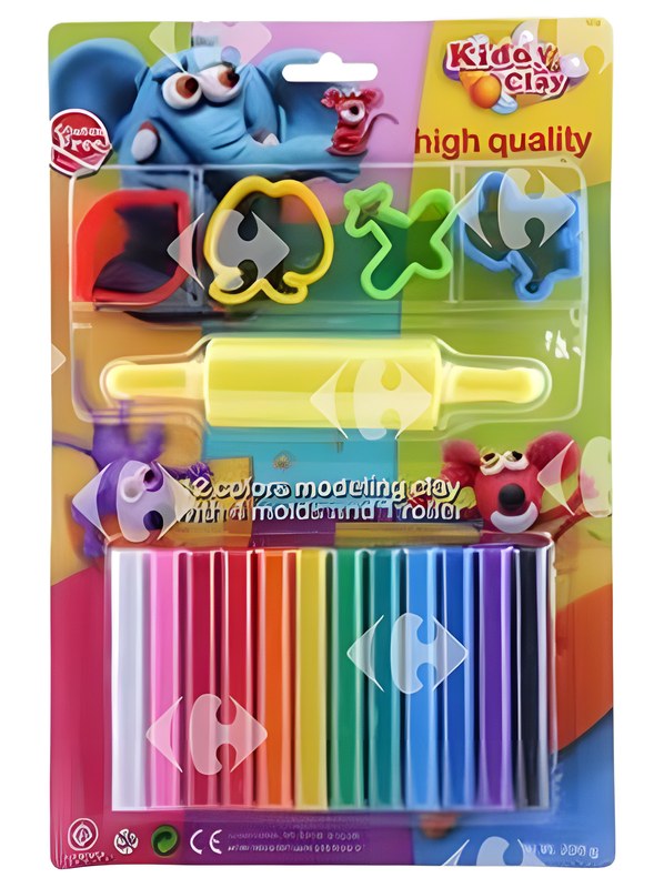 Bâtons de Pâte à Modeler Kiddy Clay 12 unités + 4 Accessoires