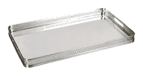 PLATEAU ALUM RECT DORE FOND MIROIR 49X29CM