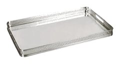 PLATEAU ALUM RECT DORE FOND MIROIR 49X29CM