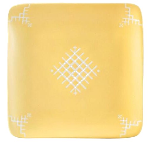 Assiette Plate Carrée Aperçu Jaune Kasa 18cm