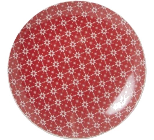 Assiette à Dessert Flocon Rouge en Porcelaine 19 cm