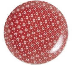 Assiette à Dessert Flocon Rouge en Porcelaine 19 cm