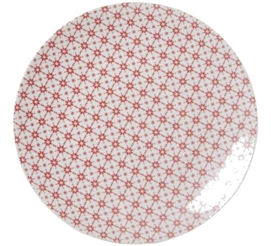 Assiette Plate Flocon Rouge en Porcelaine 26,5 cm
