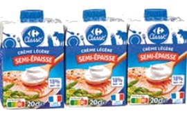 dlilus Crème légère semi épaisse UHT 18% MG Carrefour x 3