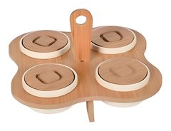 Set Ravier Carré Support en Bambou avec Couvercle 4 unités