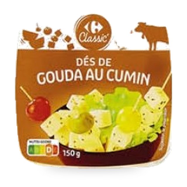 Fromage dés d gouda au cumin Carrefour 150g