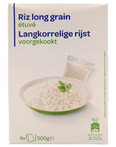 Riz Long Étuvé Carrefour Blanc 4x125 g