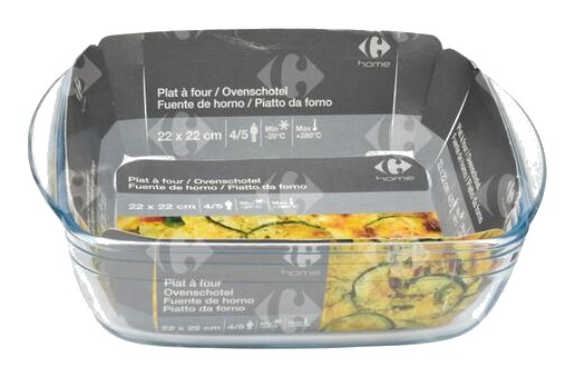 Plat à Four Carré en Verre 22x22cm Carrefour Home 1 unité