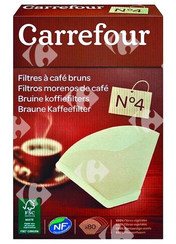 Filtre à Café Brun N°4 Carrefour 80 unités
