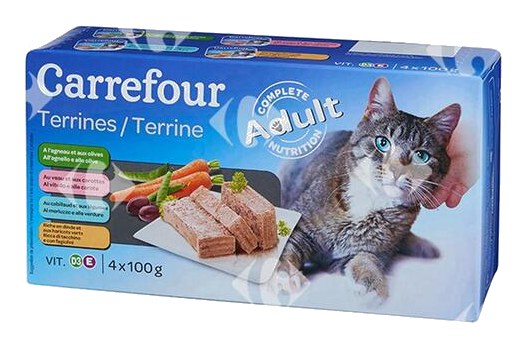 Pâtée Terrines Assortiment Mix Viandes et Légumes pour Chats Carrefour 4x100 g