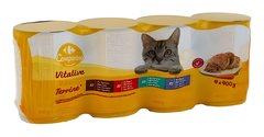 Assortiment de 4 Pâtées pour Chats Adultes Carrefour 4x400 g