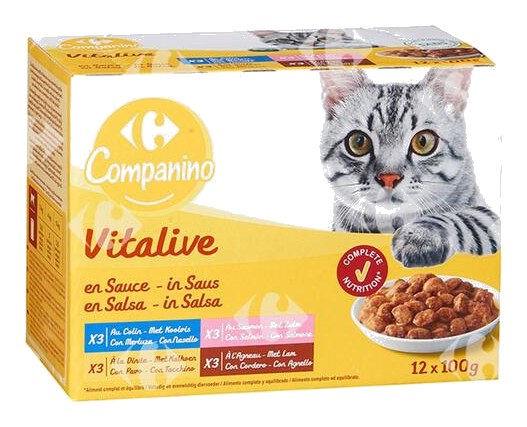 Patée pour Chats Émincés en Sauce Carrefour 12x100g