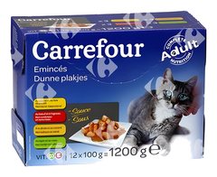 Assortiment de Pâtée pour Chats Émincés en Sauce Carrefour 12x100 g