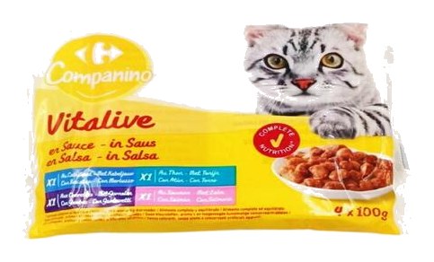 Pâtée Chat Adulte Emincé Poisson Carrefour 100g 4 unités
