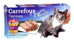 Pâtée de 4 variétés pour Chats Seniors Carrefour 4x100 g