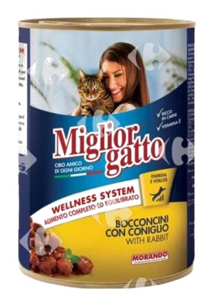 Bouchées de Lapin pour Chats Miglior Gatto 405g