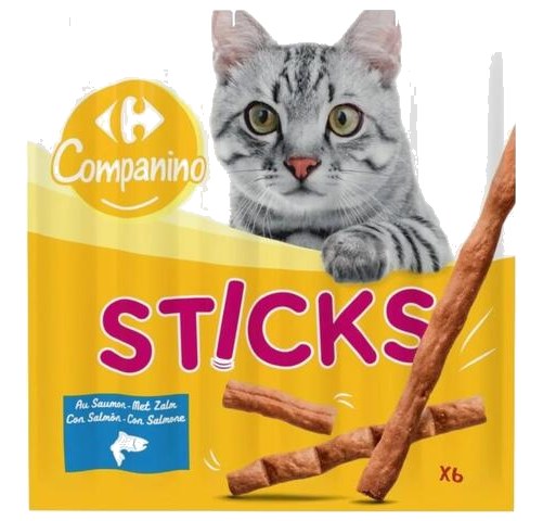 Friandise pour Chat Sticks au Saumon Carrefour Campanino 5g 6 unités