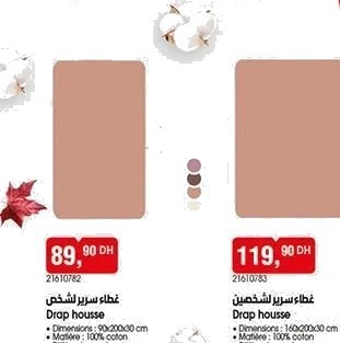 Drap housse 1 personne – 90x200x30 cm